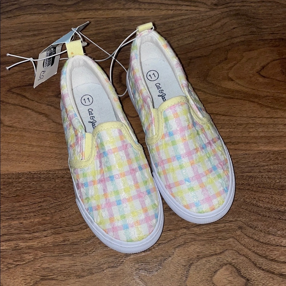 3/$10 Cat & Jack Pastel Plaid Kids Slip-On Sneakers